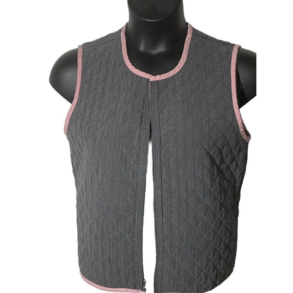 Napa Valley Pink Gray Size Small Quilted Reversible Vest Zip Polyester Gorp Farm View 2